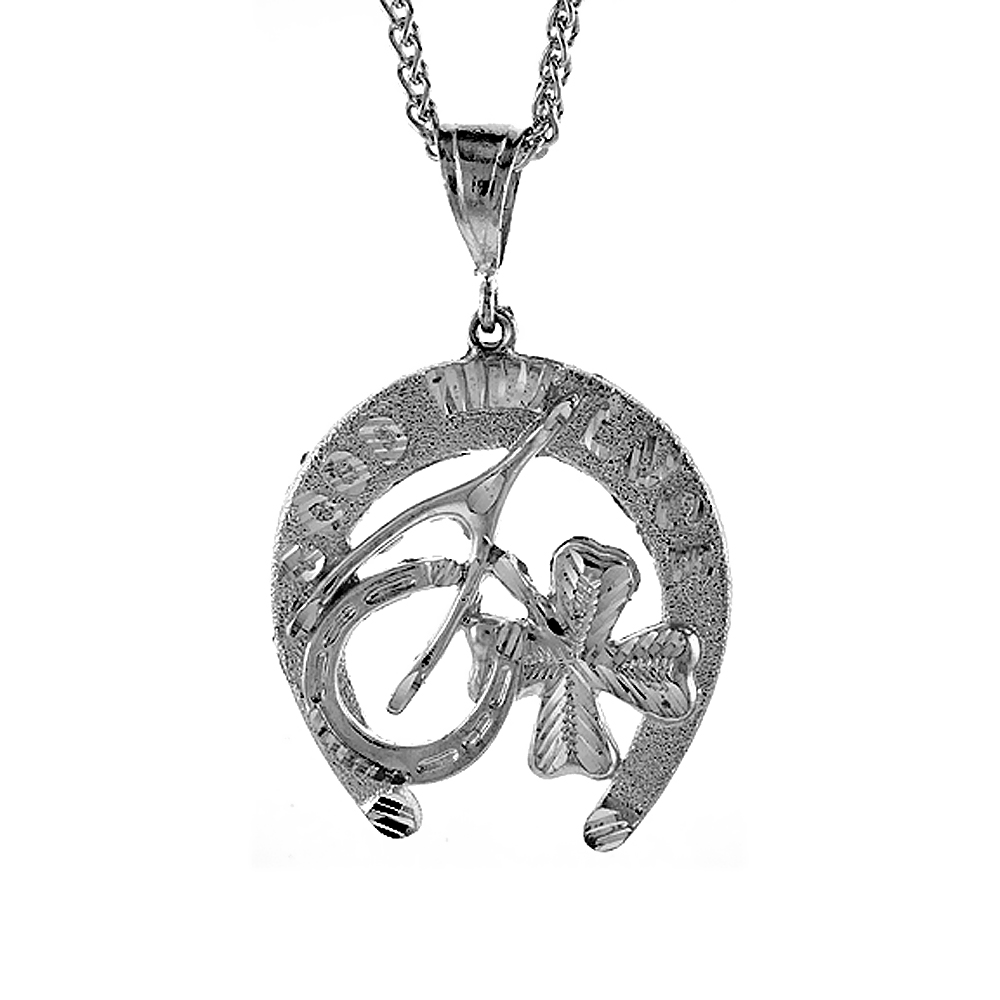 Sterling Silver celtic Lucky Charm Pendant, 2 inch tall