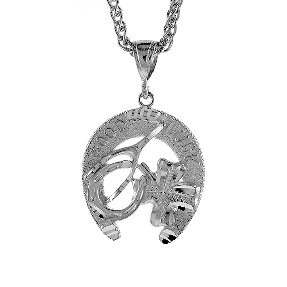 Sterling Silver celtic Lucky Charm Pendant, 1 3/8 inch tall