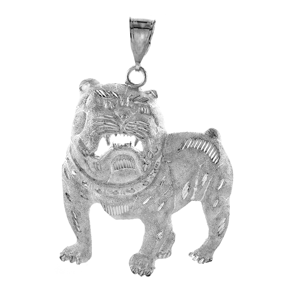 Sterling Silver Bulldog Pendant, 2 3/4 inch tall