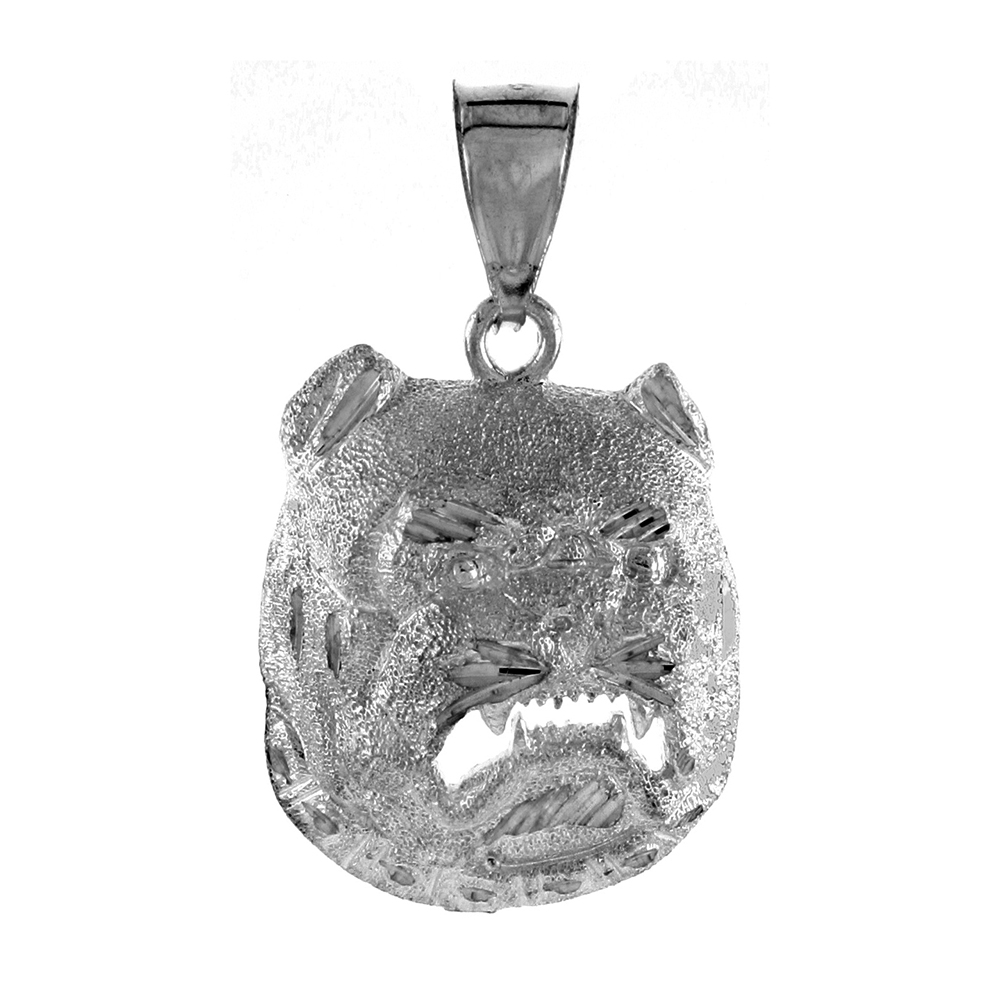 Sterling Silver Bulldog Pendant, 1 1/8 inch tall