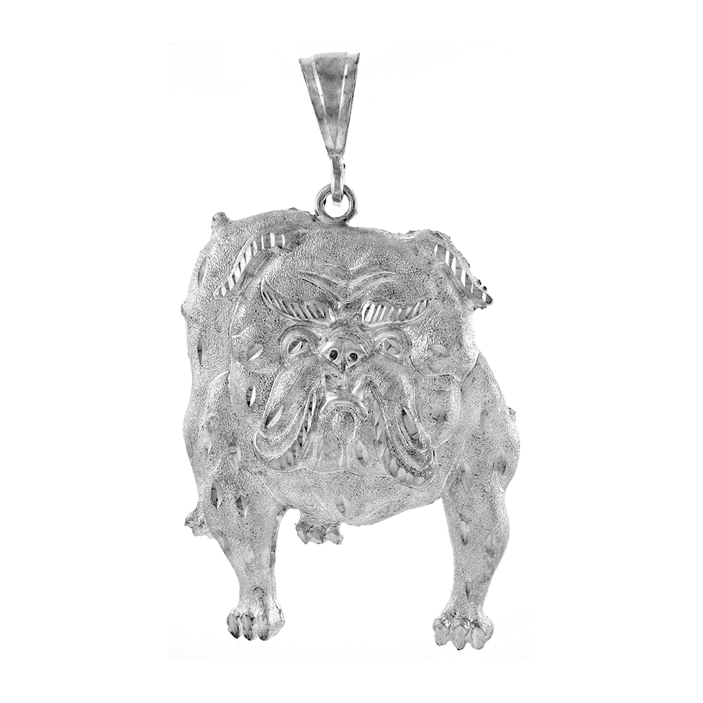 Sterling Silver Bulldog Pendant, 2 3/16 inch tall