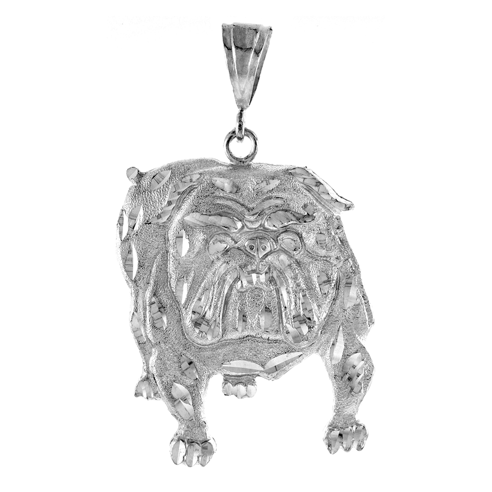 Sterling Silver Bulldog Pendant, 3 inch tall