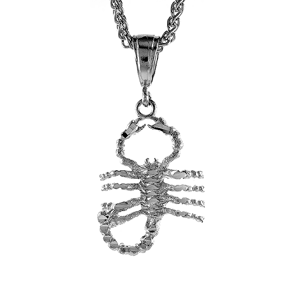 Sterling Silver Scorpio Pendant, 1 1/4 inch tall