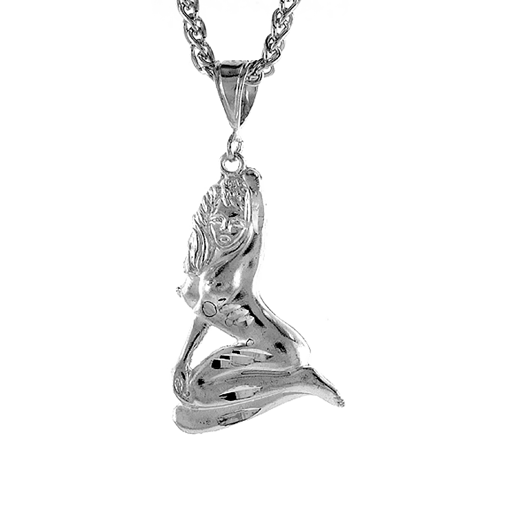 Sterling Silver Nude Model Pendant, 1 3/8 inch tall