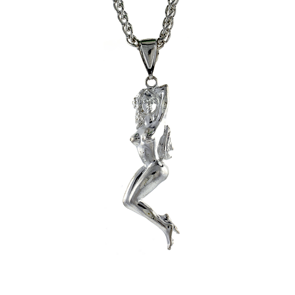 Sterling Silver Nude Model Pendant, 2 1/4 inch tall