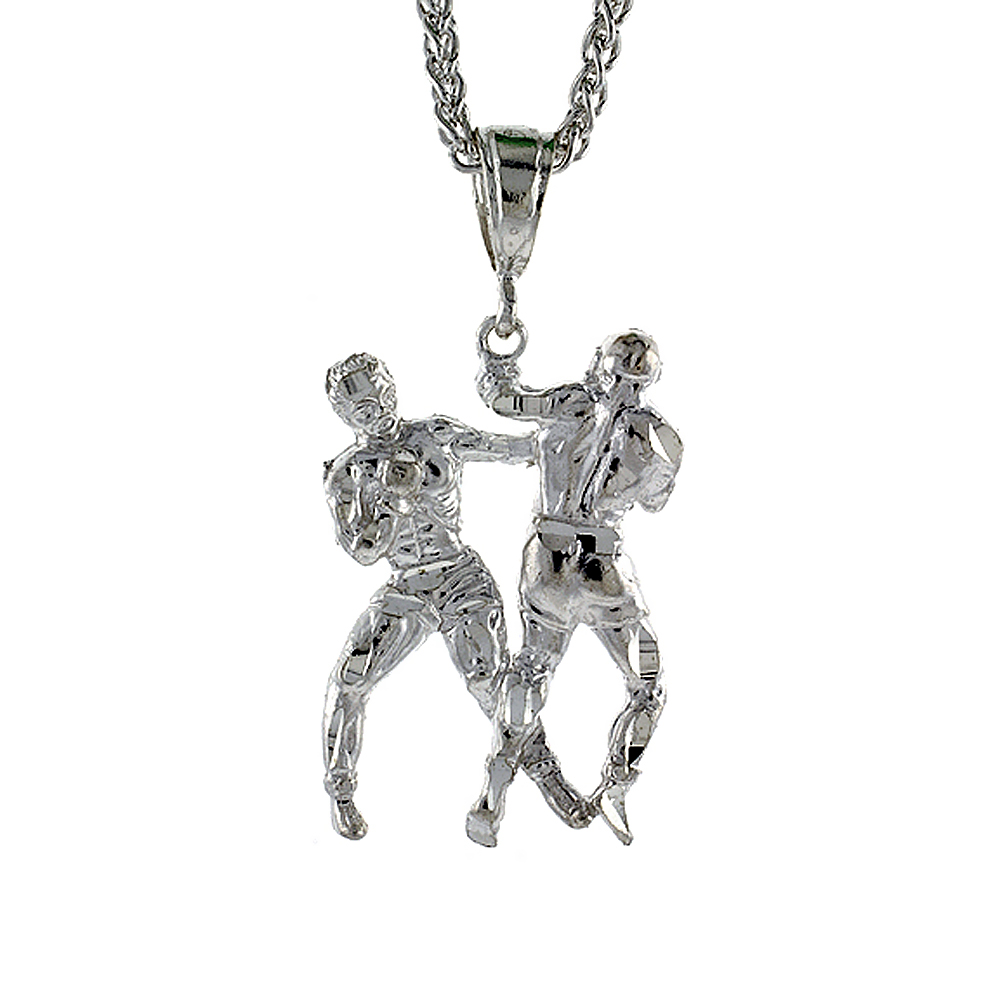 Sterling Silver Boxer Pendant, 1 3/4 inch tall