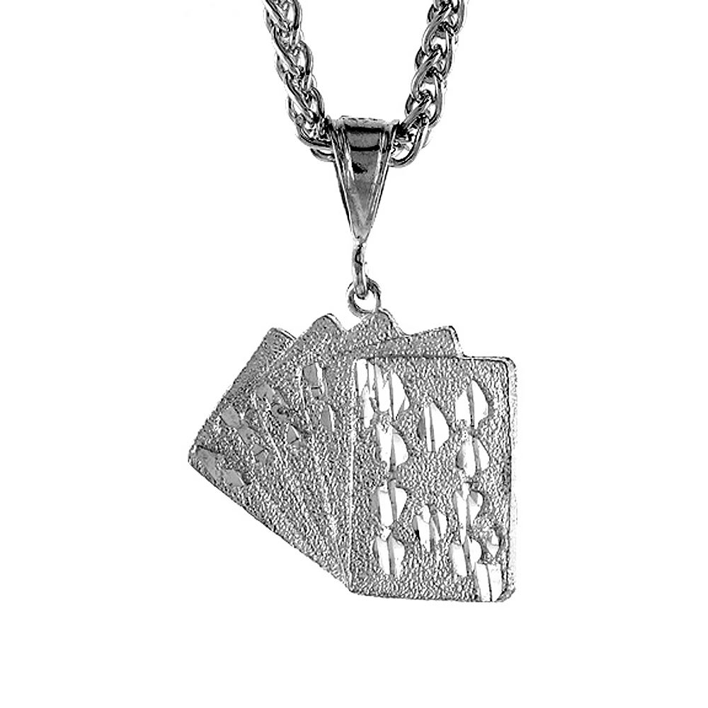 Sterling Silver Small Royal Flush Pendant, 15/16 inch tall