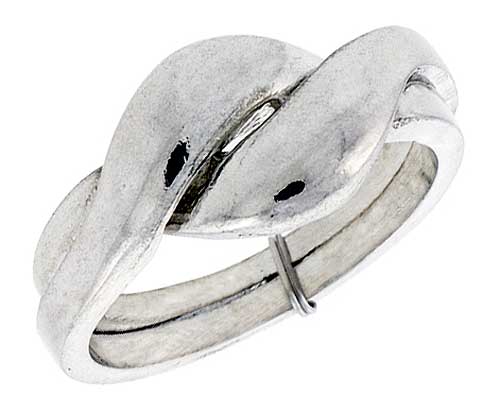 Sterling Silver 2-Piece Love Knot Puzzle Ring Band, 3/8 in. (9 mm) wide