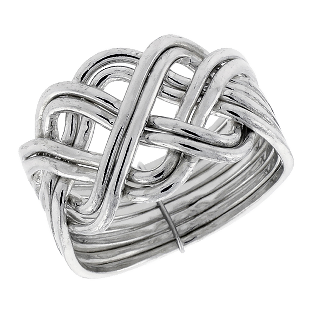 Sterling Silver 8-Piece Braided Celtic Loop Design Puzzle Ring Band, 5/8 in. (16 mm) wide