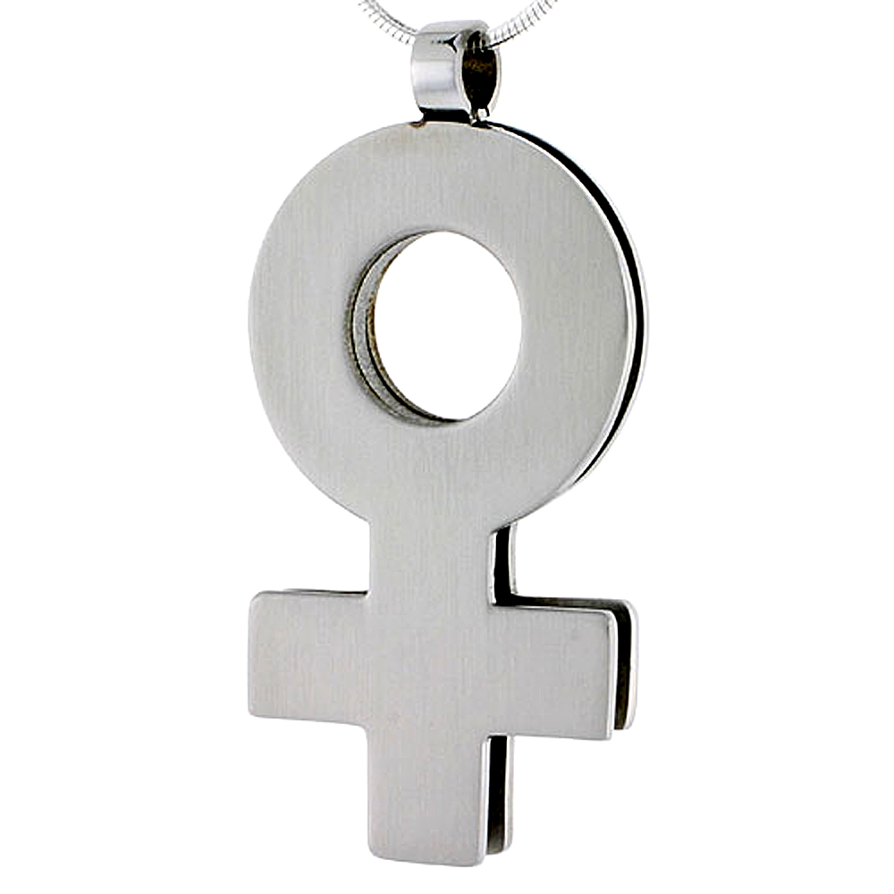 Stainless Steel Female Symbol Necklace 1 1/2 inch tall, w/ 30 inch Chain