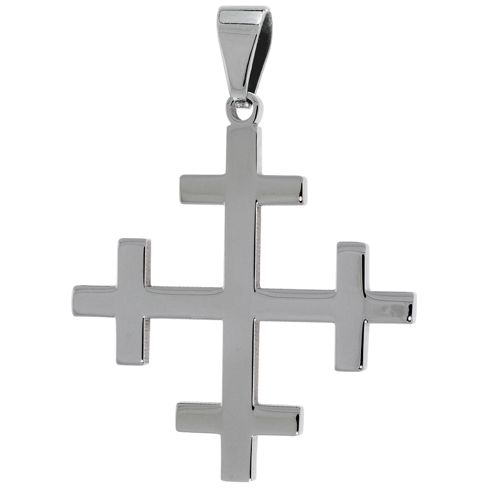 Stainless Steel Crosslet Cross Necklace, 1 1/2 inch tall with 30 inch chain