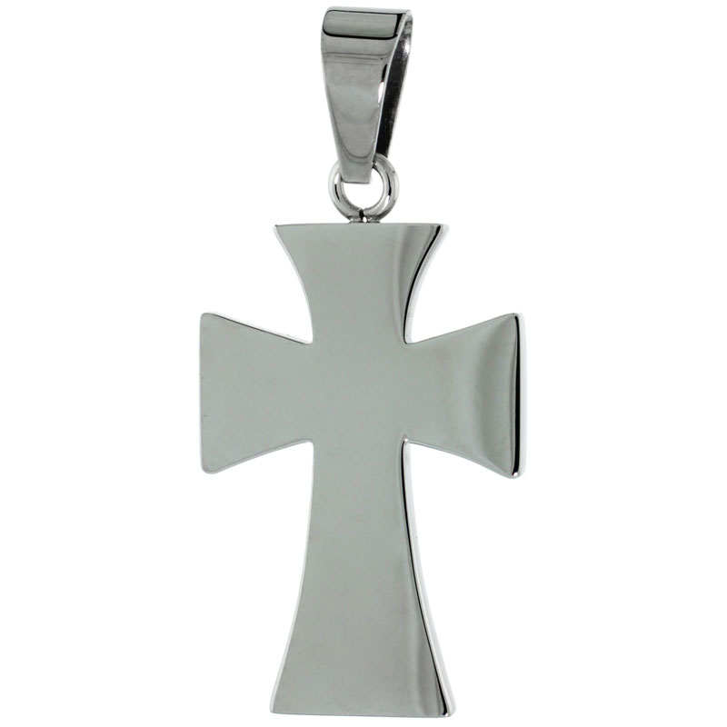 Stainless Steel St. John&#039;s Cross Necklace, 1 3/8 inch tall with 30 inch chain