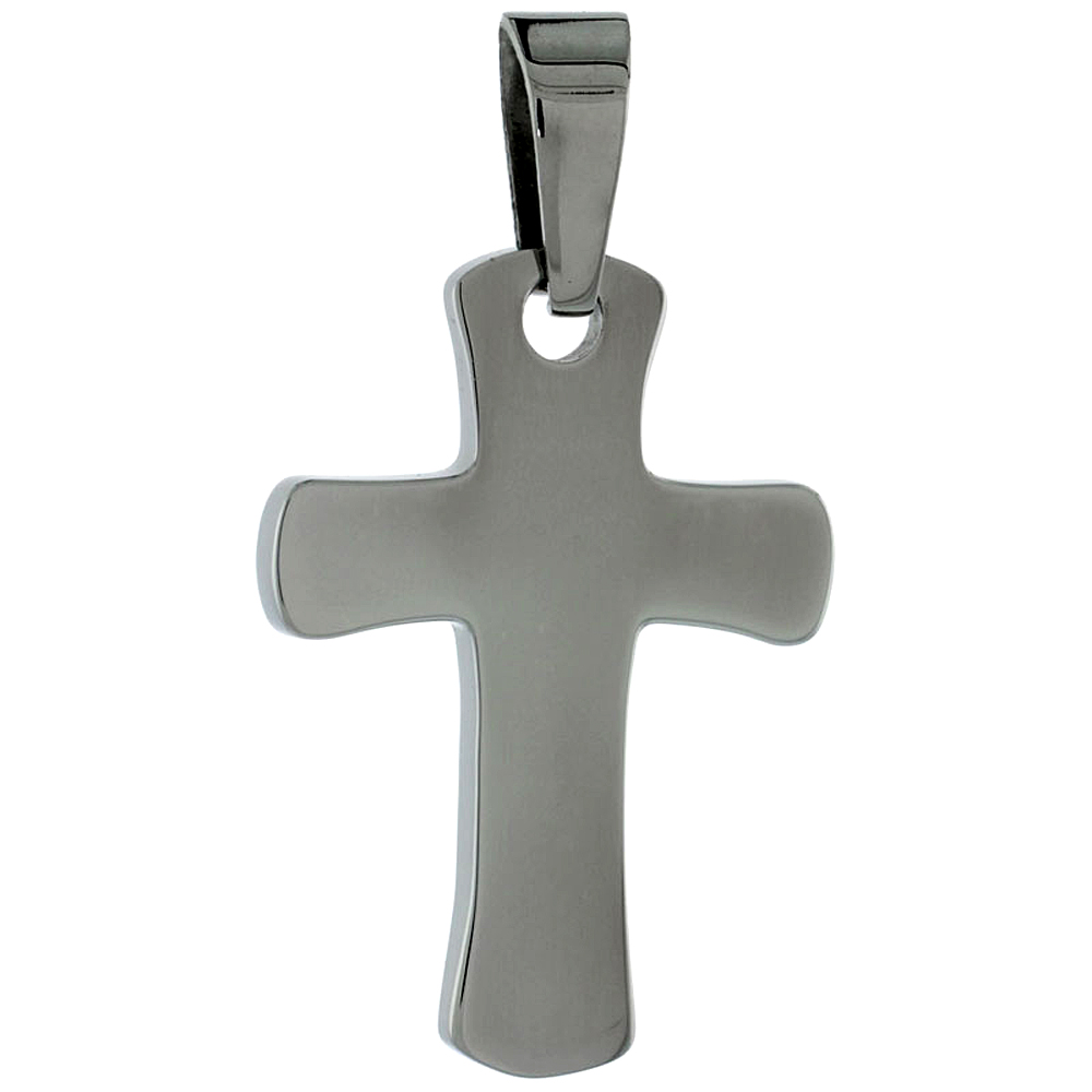 Stainless Steel Cross Necklace, 1 inch tall with 30 inch chain