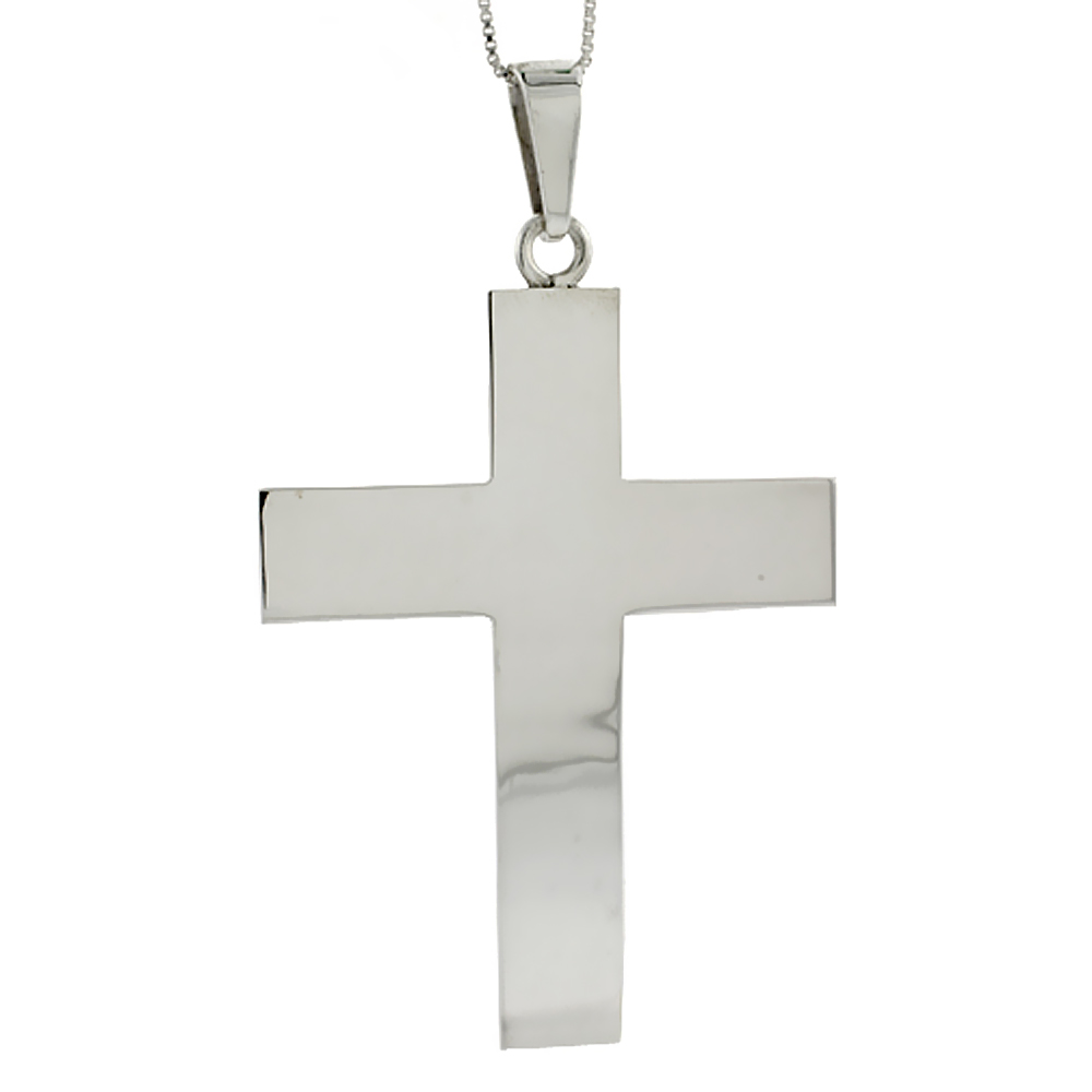 Sterling Silver Polished Latin Cross Pendant 2 3/4 inch tall