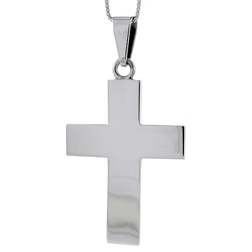 Sterling Silver Cross Pendant Highly Polished Handmade, 2 1/2 inch