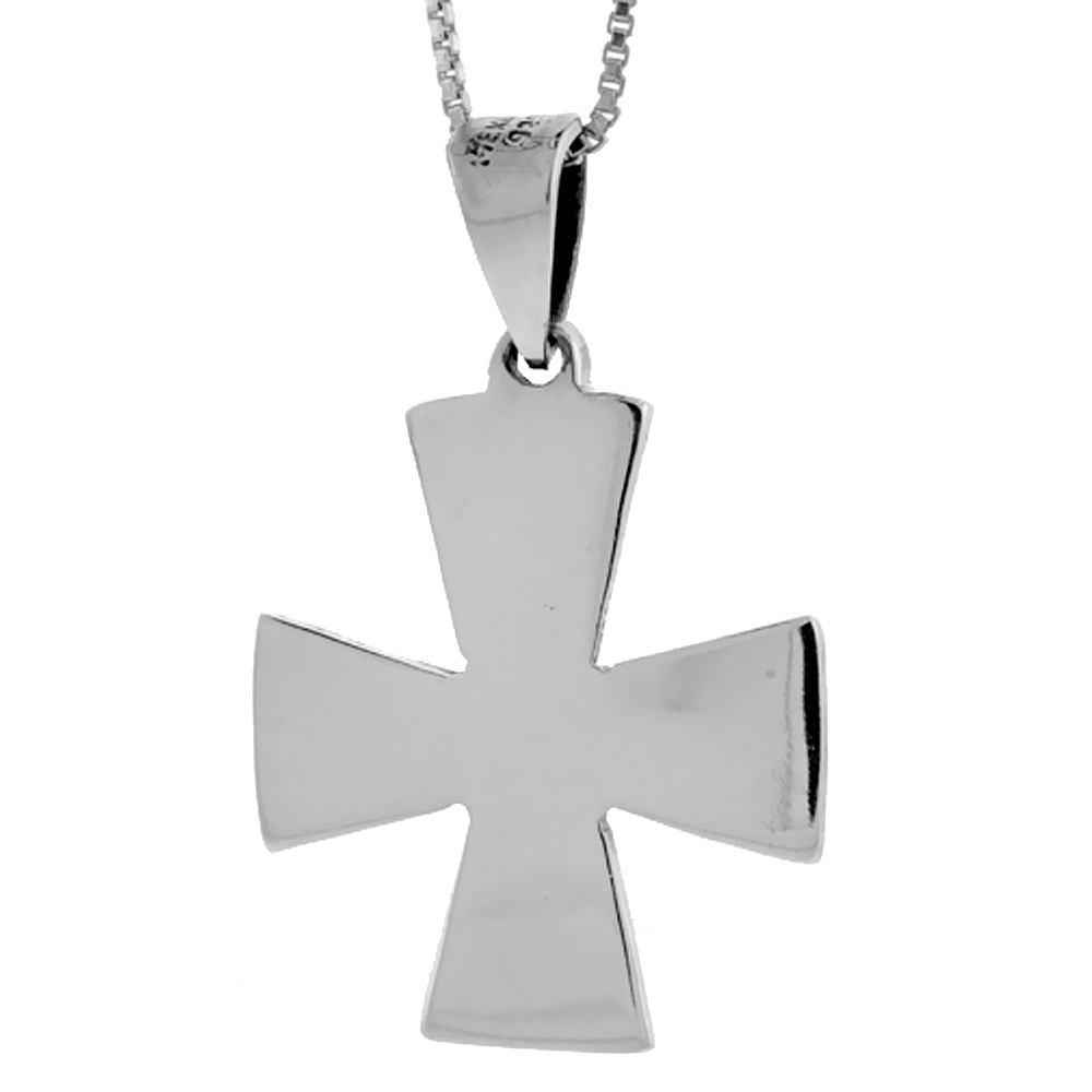 Sterling Silver Maltese Cross Pendant Highly Polished Handmade, 1 inch