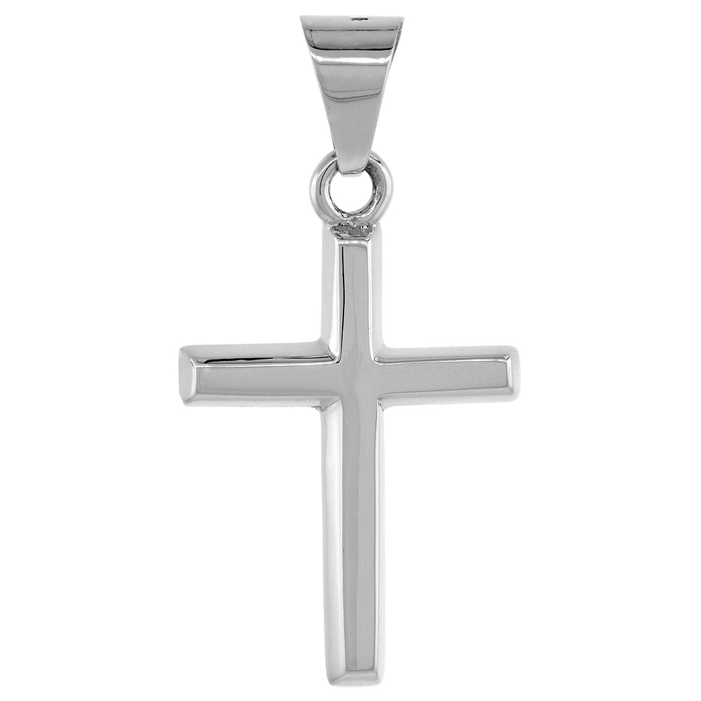 Sterling Silver Cross Pendant Highly Polished Handmade, 1 1/2 inch