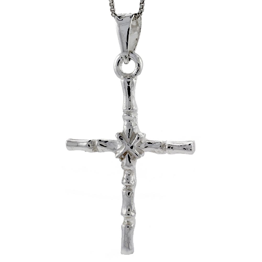 Sterling Silver Rope Cross Pendant High Polished Handmade, 1 3/4 inch