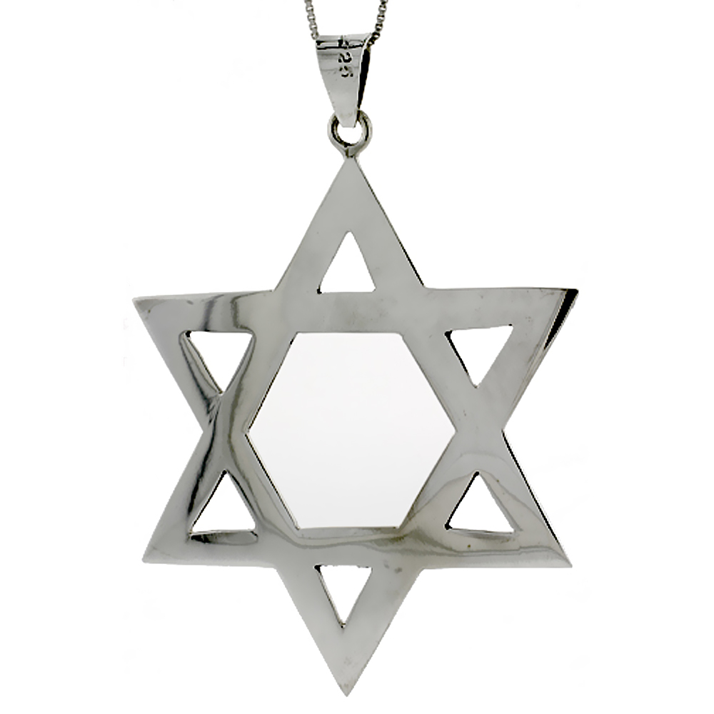 Sterling Silver Very Large Star of David Pendant Handmade, 3 inch long