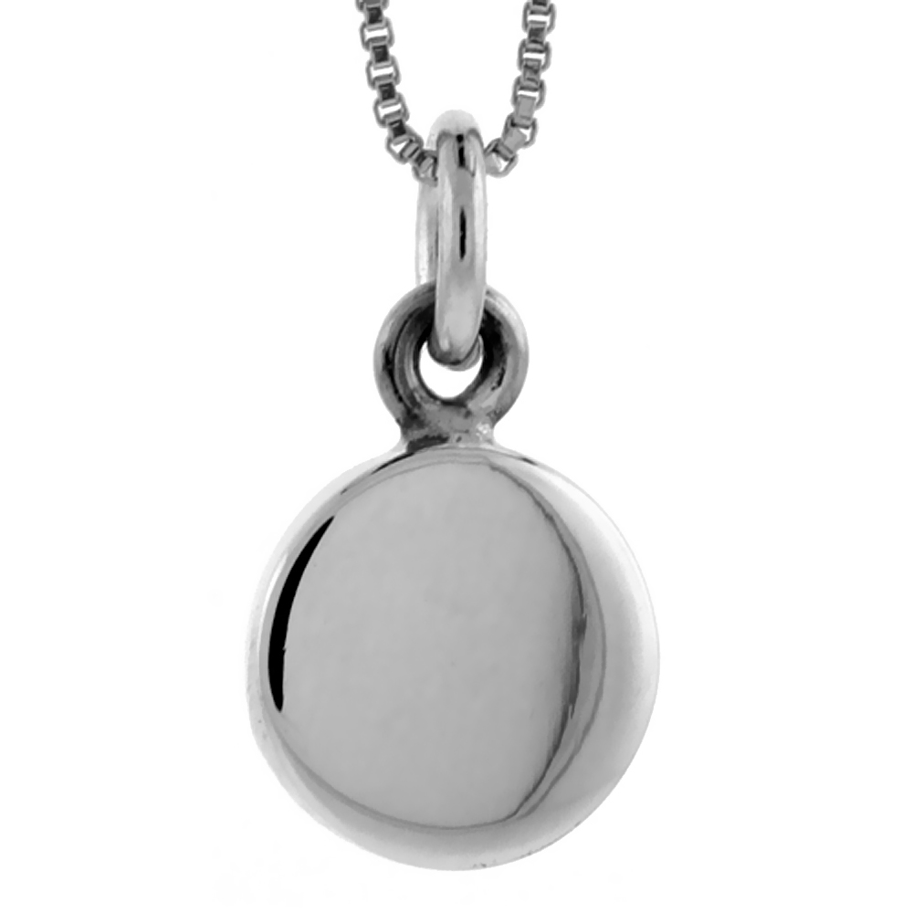 Sterling Silver Small Round Disc Pendant Engravable Handmade, 1/2 inch long