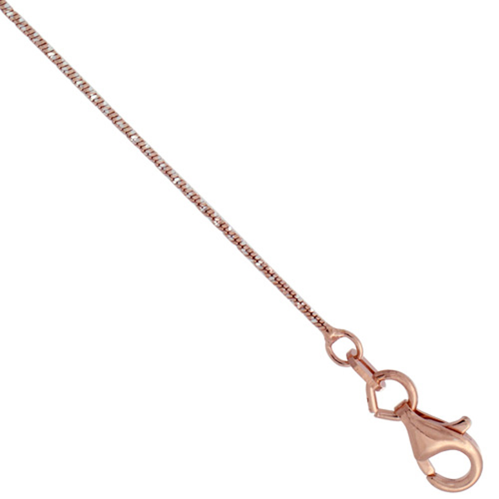 Sterling Silver Sparkle Snake Chain Necklaces &amp; Bracelets fine 0.85mm Rose Gold Finish, 16 &amp; 18 inch