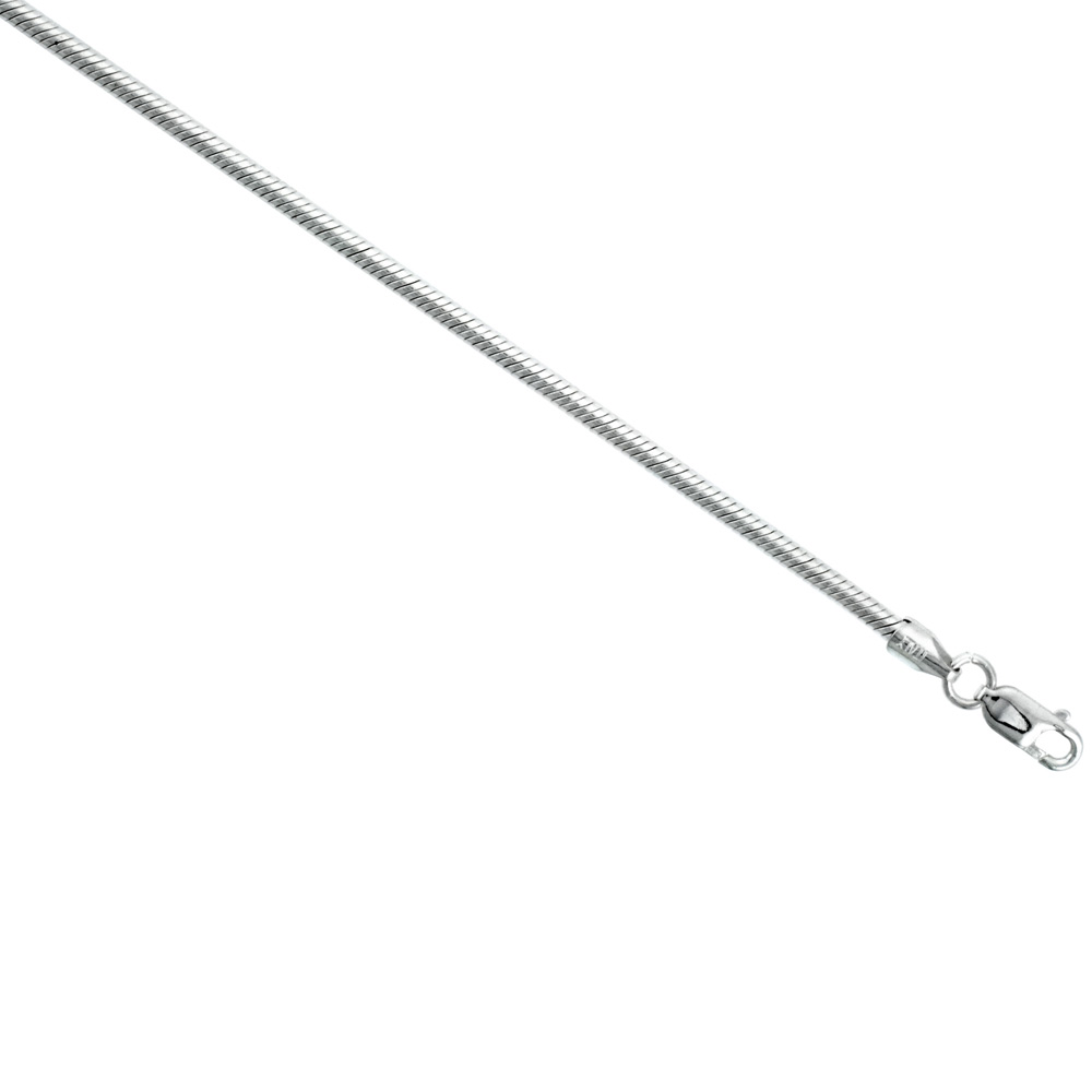Sterling Silver Anklet Snake Chain 2.5 mm Nickel Free Italy, Sizes 9 - 9.5 inch