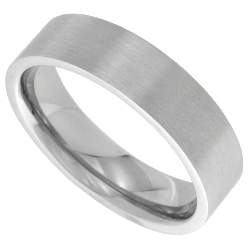 Surgical Stainless Steel 6mm Wedding Band Thumb Ring Comfort-Fit Matte Finish, sizes 7 - 14