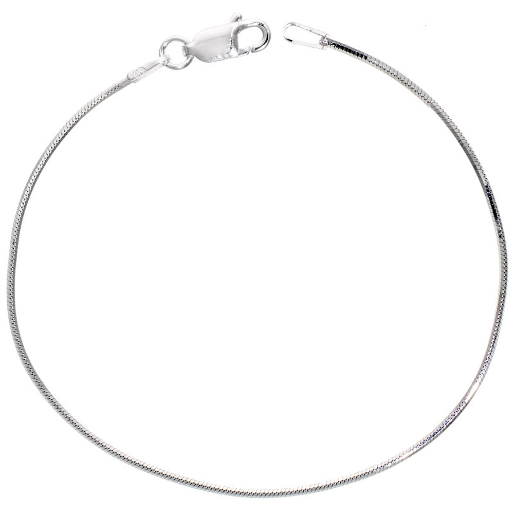 Sterling Silver 8 sided Snake Chain Necklace 0.9mm Thin Octagon Nickel Free Italy, 16 -20 inch