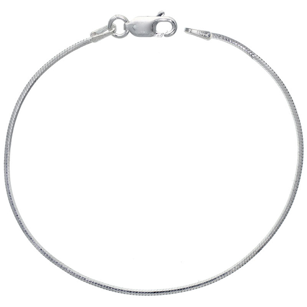 Sterling Silver 8 sided Snake Chain Necklace 1.2mm thin Octagon Nickel Free Italy, 16-30 inch