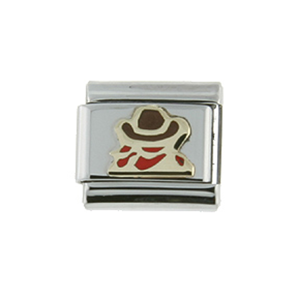 Stainless Steel 18k Gold Cowboy Hat Charm for Italian Charm Bracelets