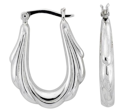 1 inch Sterling Silver Small Candle Drip Hoop Earrings for Women Click Top High Polished