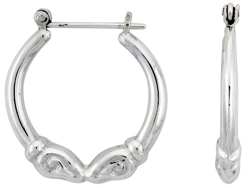 Sterling Silver Rams Head Hoop Earrings for Women Click Top High Polished 1 inch