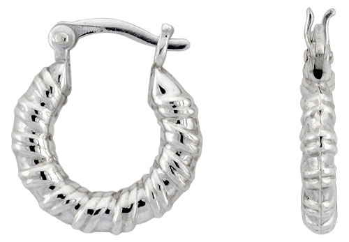 Sterling Silver Double Wrapped Hoop Earrings for Women Click Top High Polished 3/4 inch