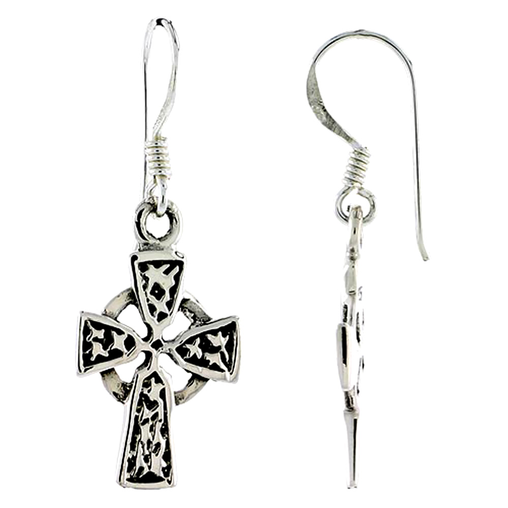 Sterling Silver Celtic Cross Earrings,1 1/4 inch long