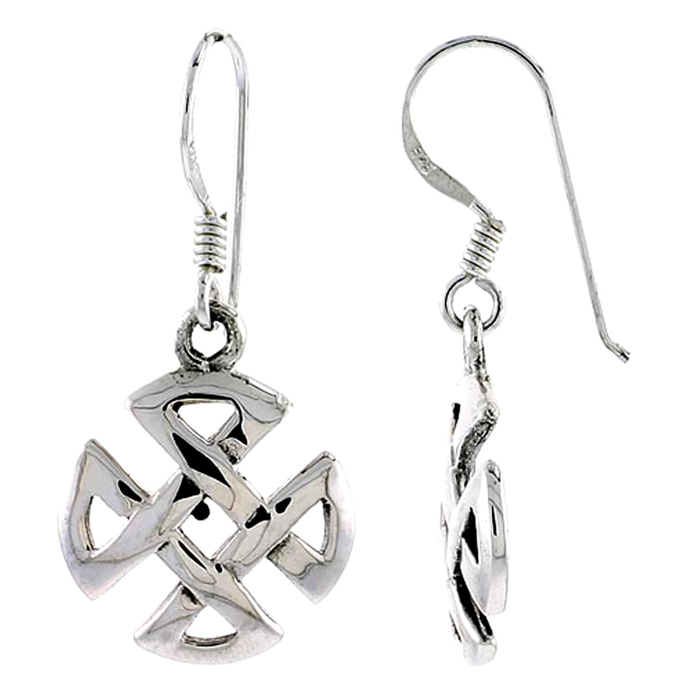Sterling Silver Celtic Shield Knot Earrings, 5/8 inch long