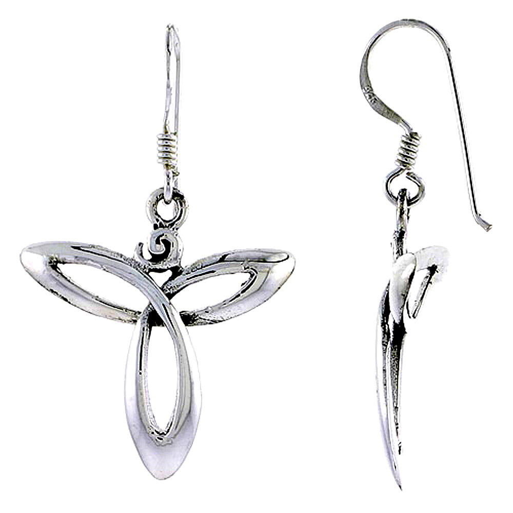 Sterling Silver Celtic Triquetra Knot Triquetra Earrings, 7/8 inch long