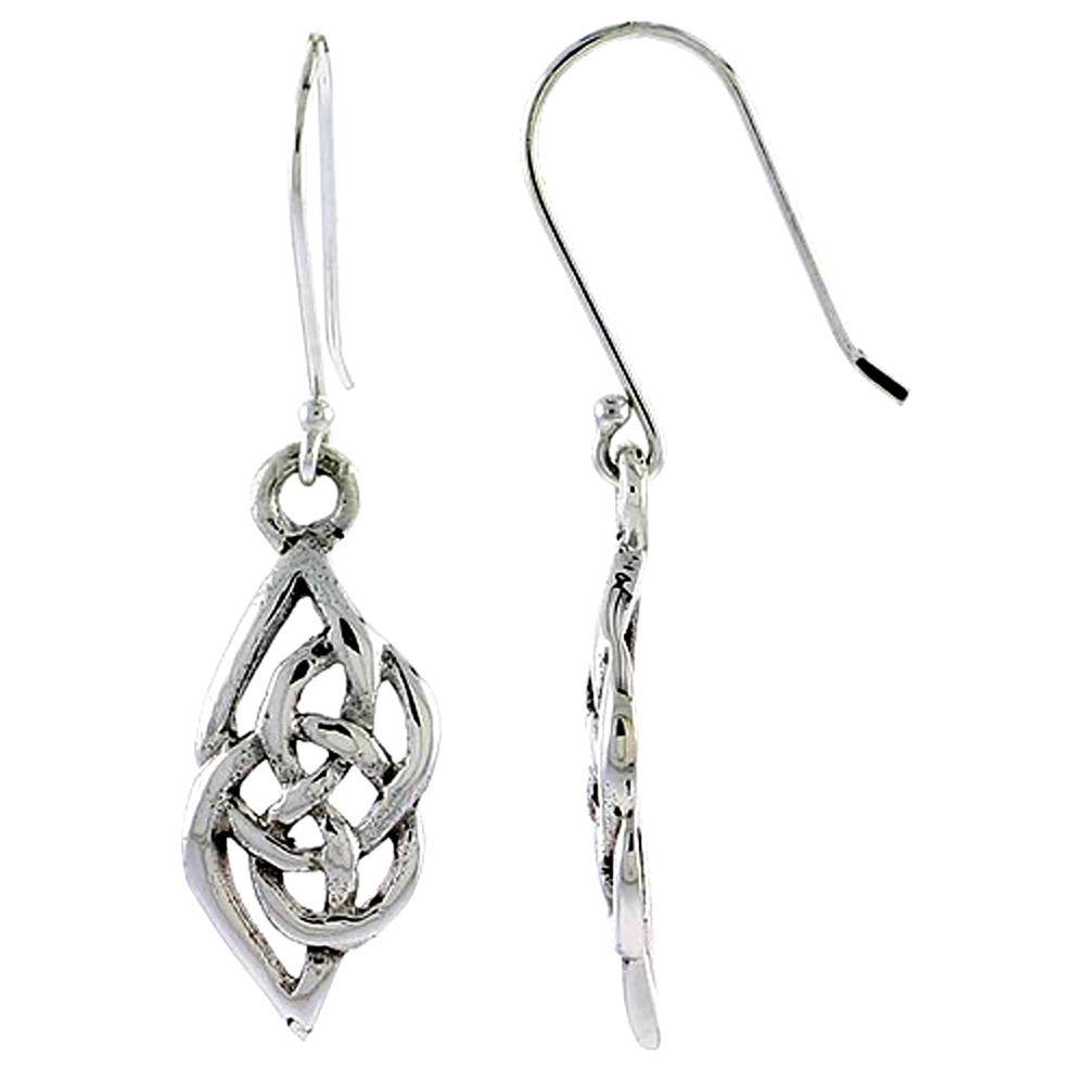 Sterling Silver Celtic Knot Earrings, 3/4 inch long