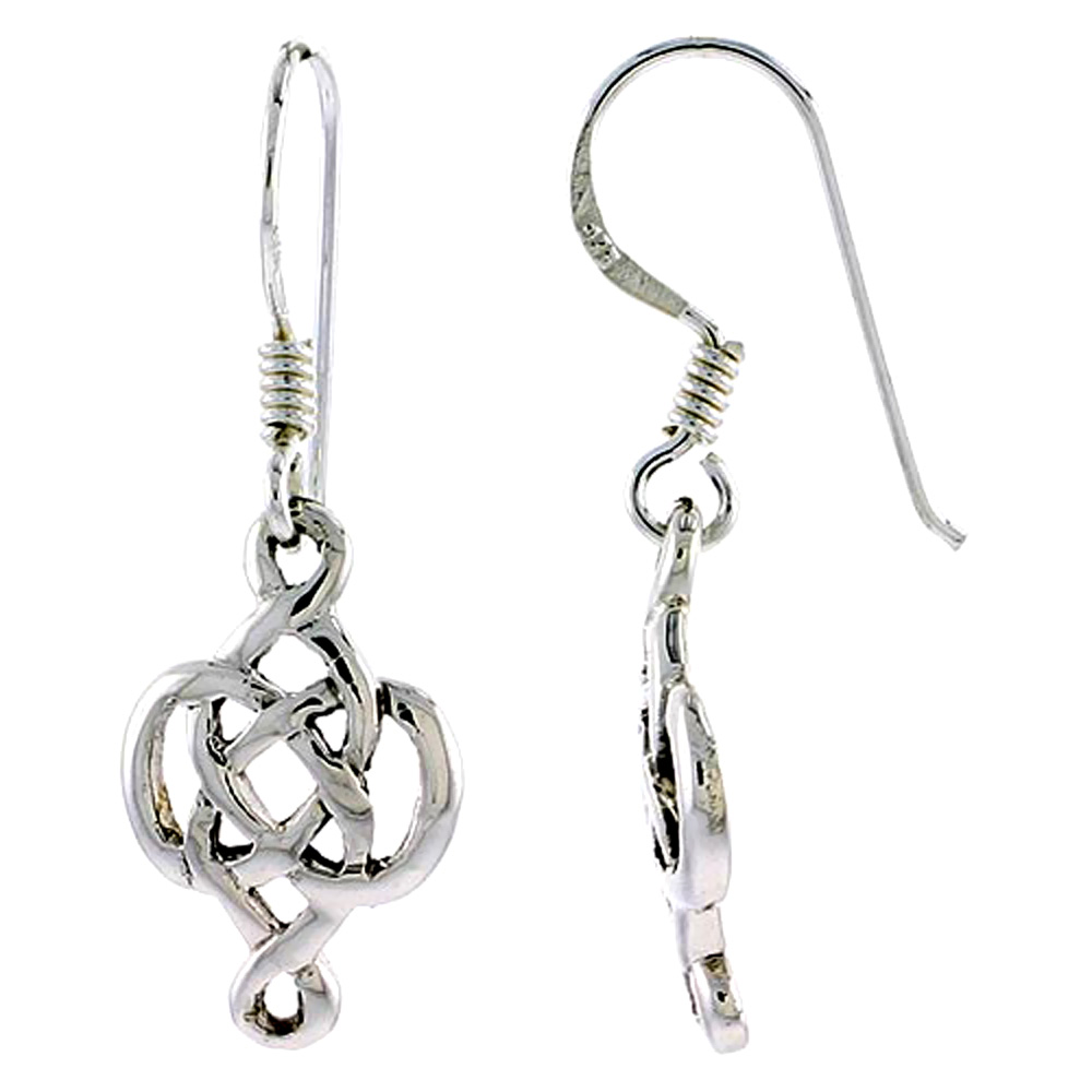 Sterling Silver Celtic Knot Earrings, 5/8 inch long