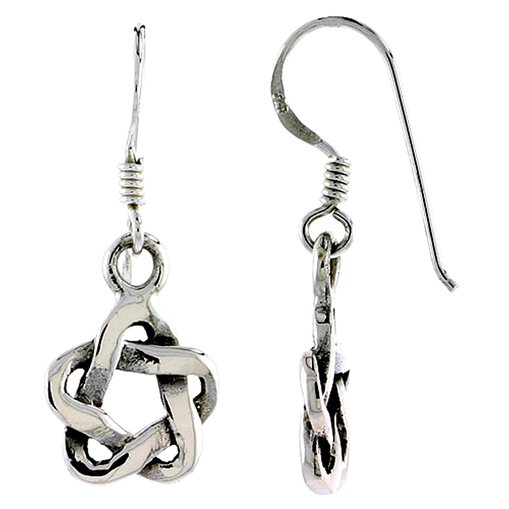 Sterling Silver Star Knot Celtic Earrings, 5/8 inch long