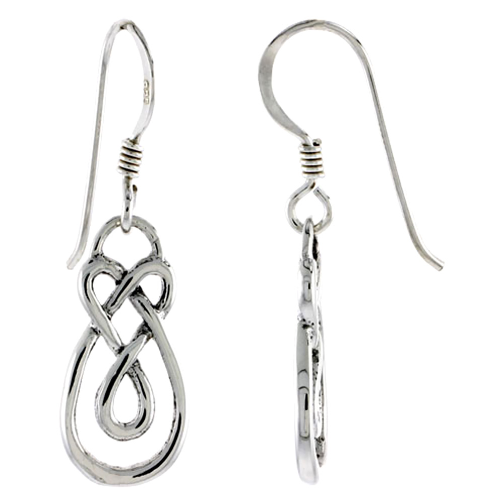 Sterling Silver Celtic Motherhood Knot Earrings, 5/8 inch long