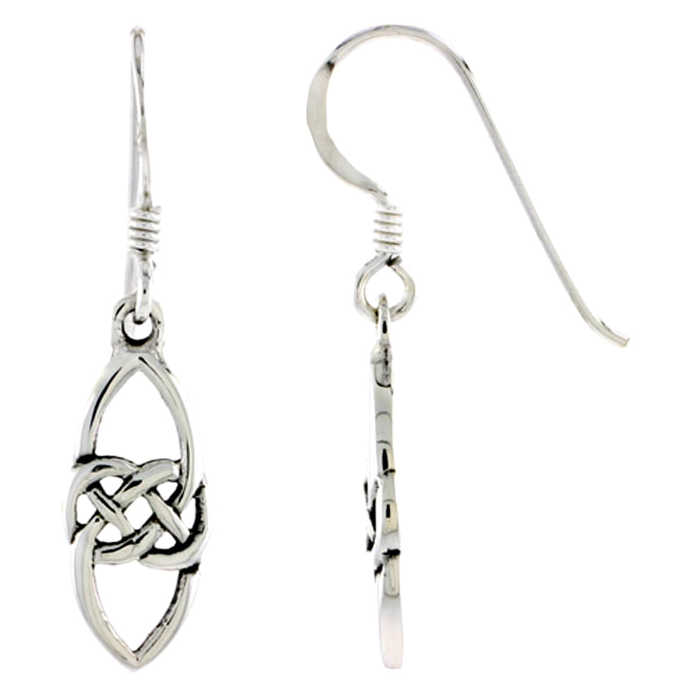 Sterling Silver Small Celtic knot Earrings, 5/8 inch long
