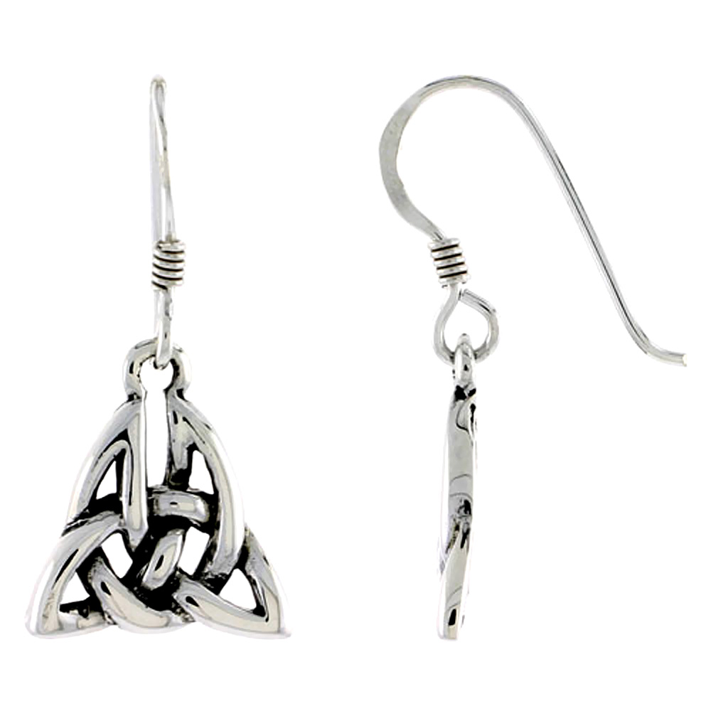 Sterling Silver Celtic Triquetra Trinity Knot Earrings, 1/2 inch long