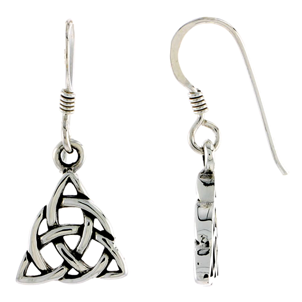 Sterling Silver Triquetra Interlaced with Circle Celtic Earrings, 1/2 inch long