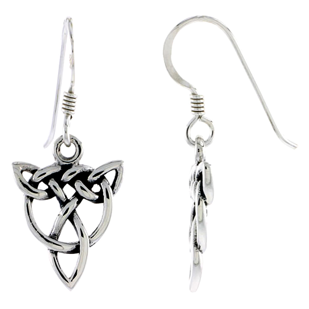 Sterling Silver Triquetra Interlaced with Circle Celtic Earrings, 5/8 inch long