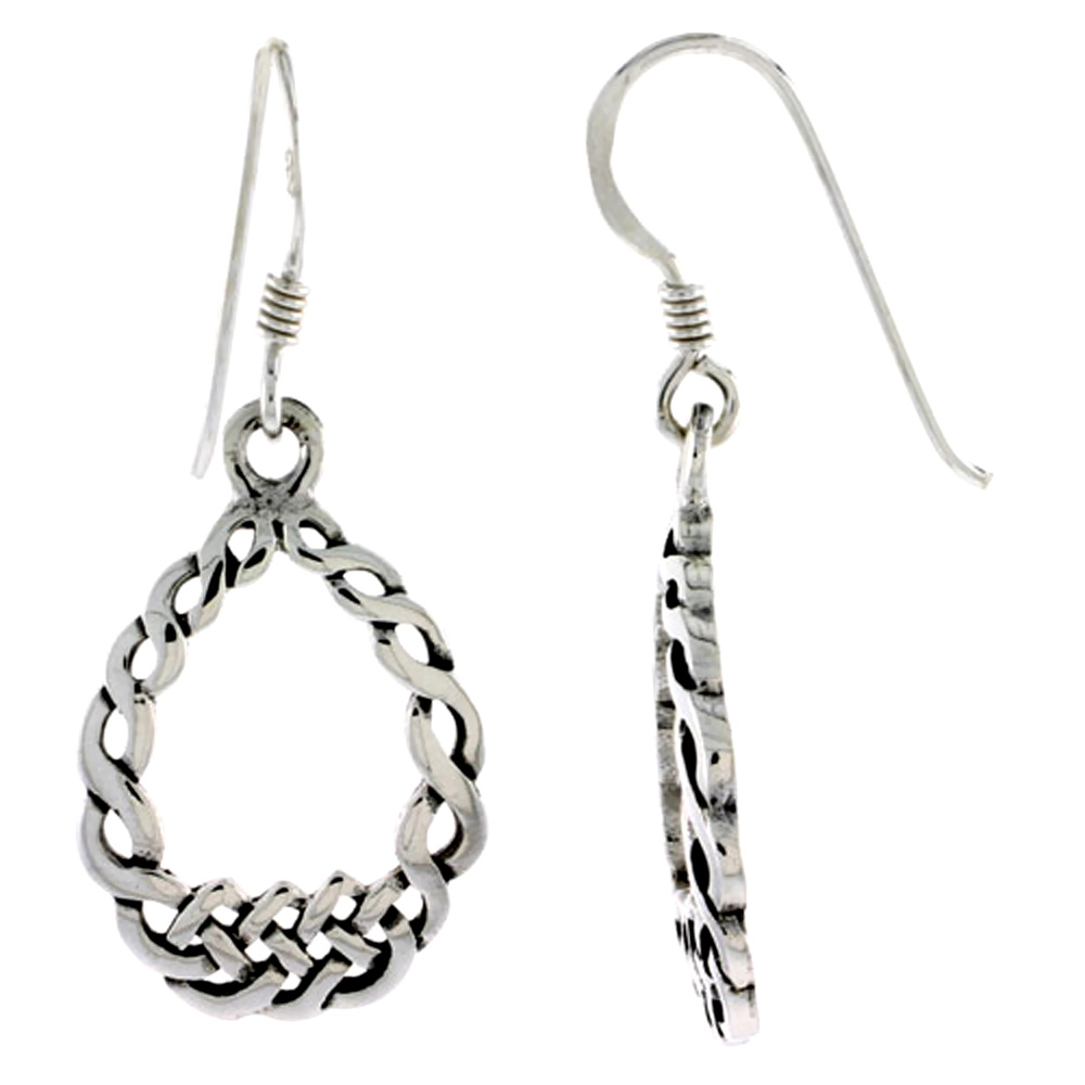 Sterling Silver Circular Knot Celtic Earrings, 7/8 inch long
