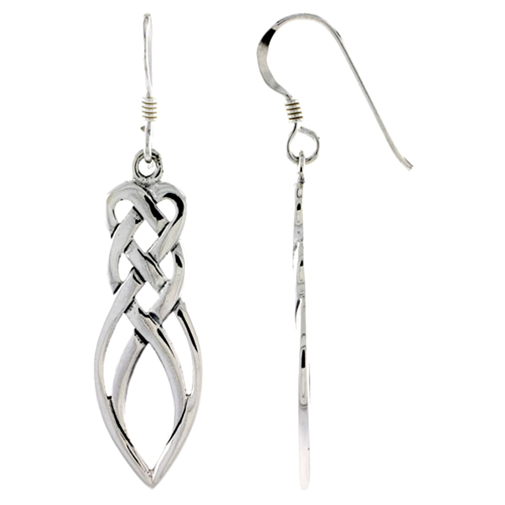 Sterling Silver Celtic Motherhood Knot Earrings,1 1/4 inch long