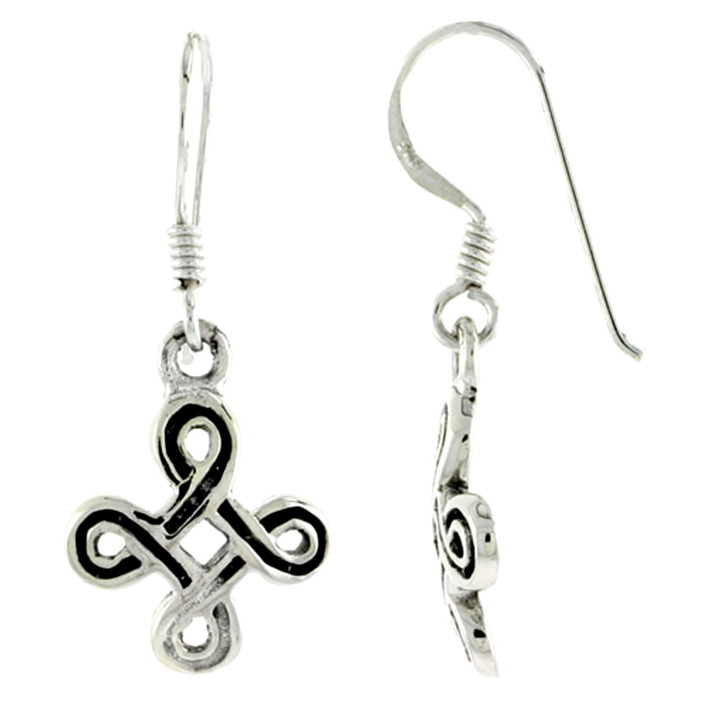Sterling Silver Celtic Celtic Shield Knot Earrings, 5/8 inch long