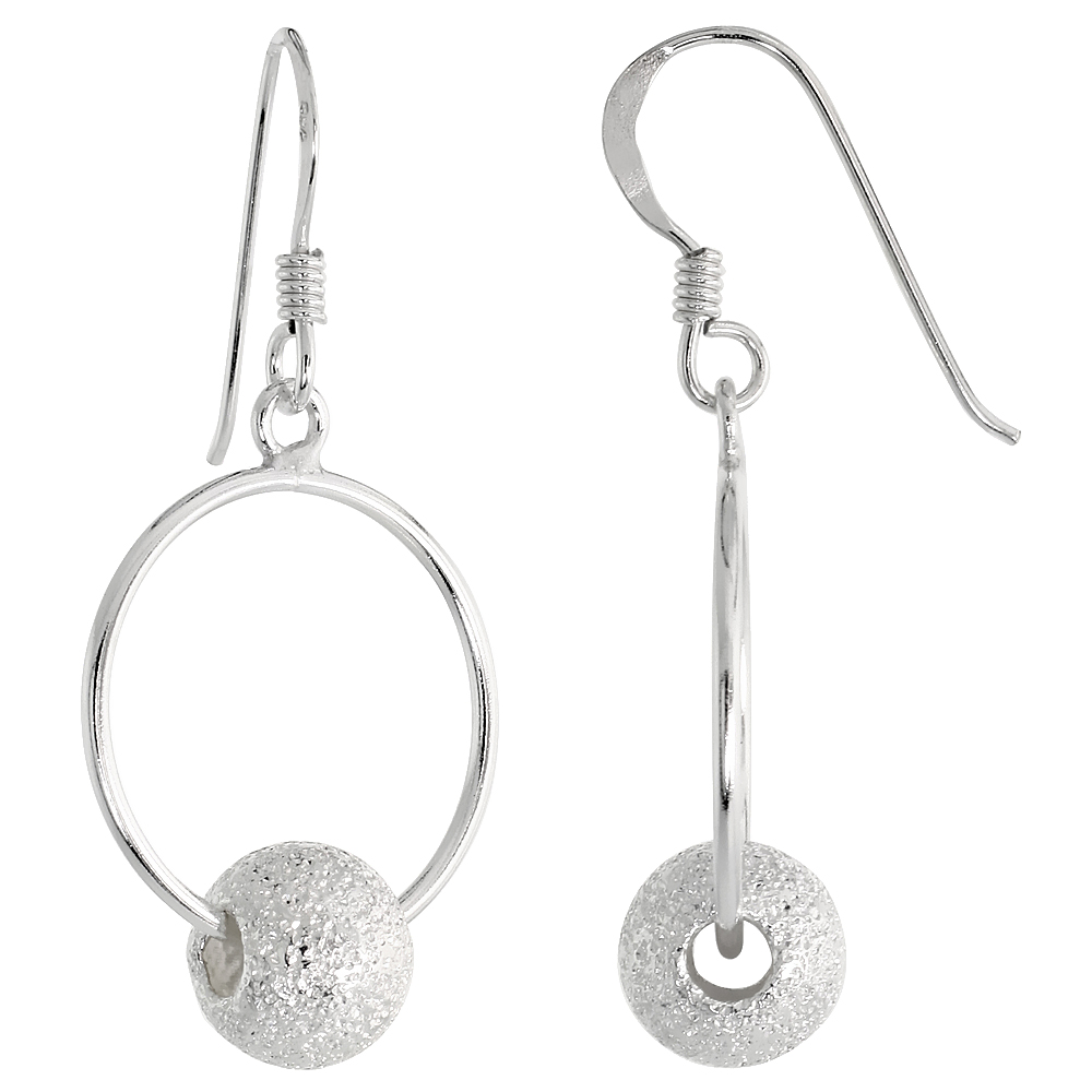 Sterling Silver Stardust Bead Earrings, 1 7/16 inch