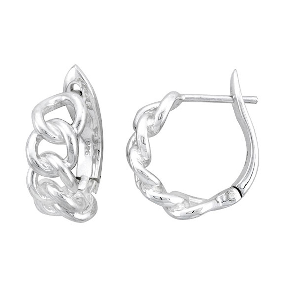 Sterling Silver Huggie Earrings Knot Design Flawless Finish, 11/16 inch