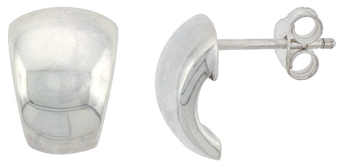 Sterling Silver Tapered Post Earrings, 1/2 inch wide